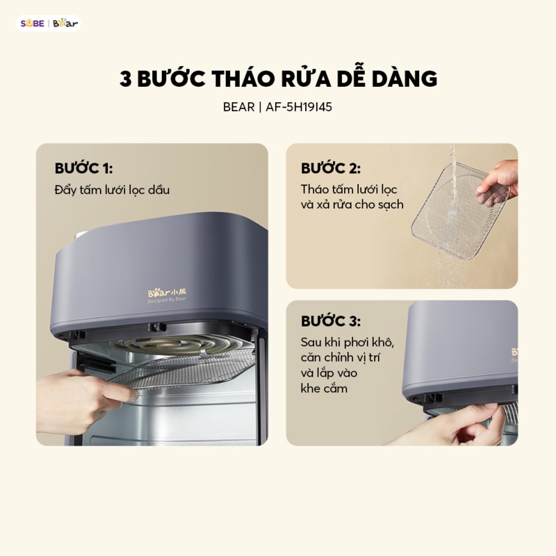 [SALE 20/10] Nồi chiên không dầu 6L Bear AF-5H19I45